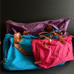 Stylish Women's Travel Bag Set - Purple, Blue, and Pink